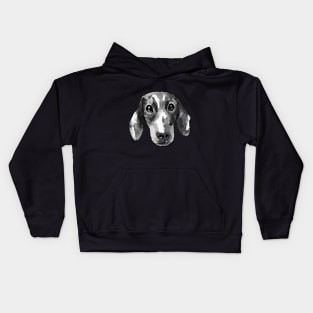 Black and white dachshund dog Kids Hoodie